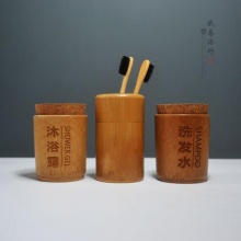 厂家定制竹子牙刷架竹牙刷筒竹牙刷插竹制卫浴酒店用品竹漱口杯 重庆